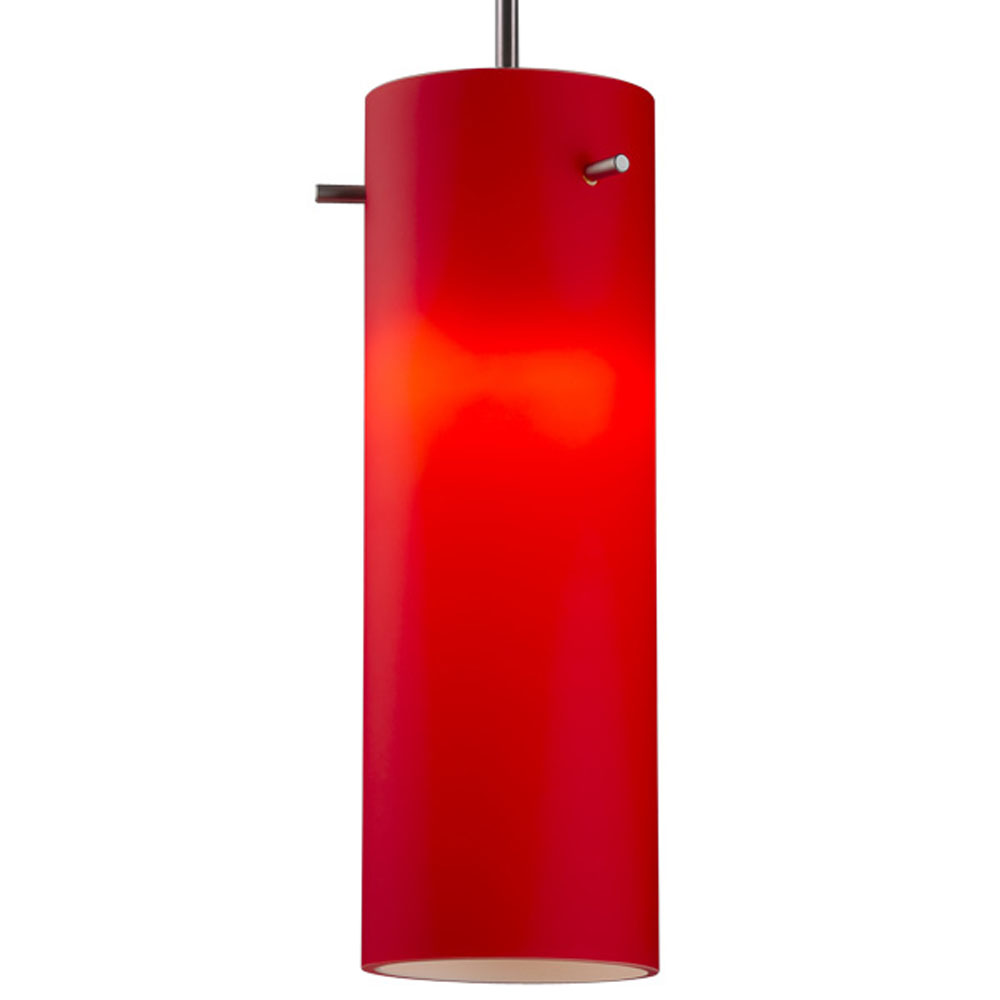 Bruck Lighting LE26/808/MC/PMC Titan 1 - Pendant - 1 Light Line Voltage - 4" Canopy - E26 Base - Matte Chrome Finish - Red Glass Shade