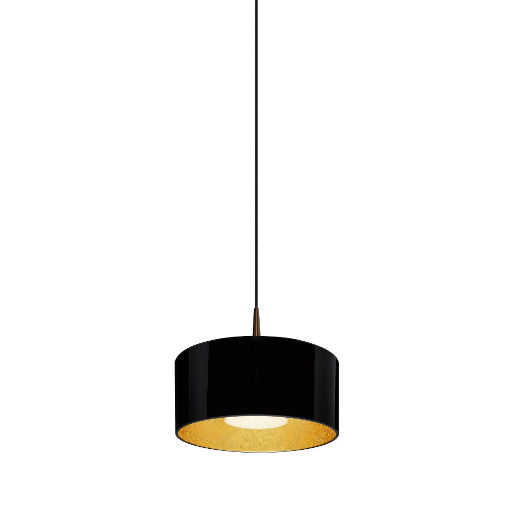 Bruck Lighting MLED/30K/BZ/P/501 Cantara LED Pendant - Bronze Finish - Black Outer/Gold Inner Glass Shade