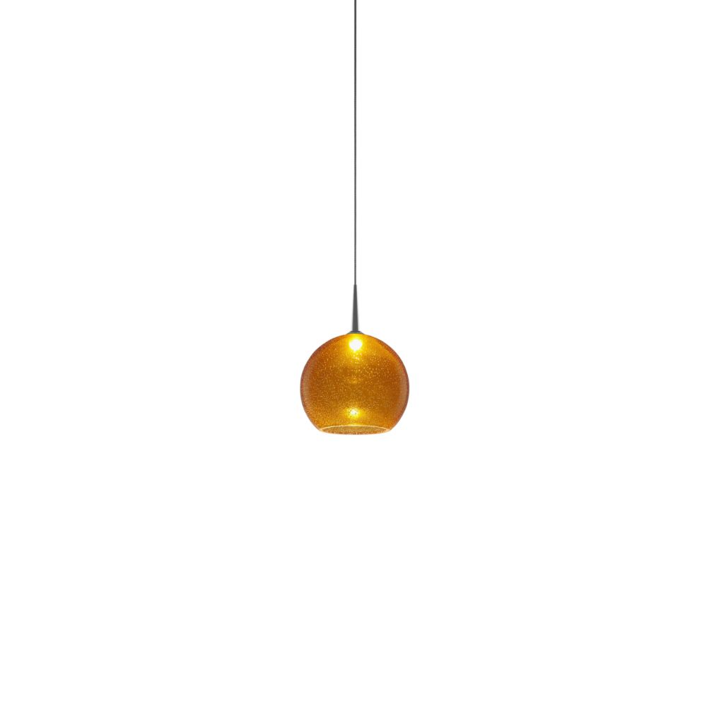 Bruck Lighting MLED/30K/CH/P/972 Bobo 2 - Pendant - LED - 4" Kiss Canopy - Chrome Finish - Amber Glass Shade