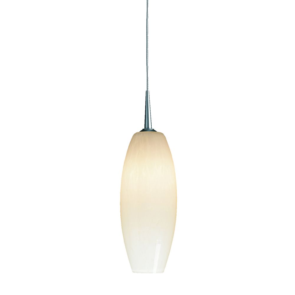 Bruck Lighting MLED/30K/MC/P/119 Ciro 1 - Pendant - LED - 4" Kiss Canopy - Matte Chrome Finish - White Glass Shade