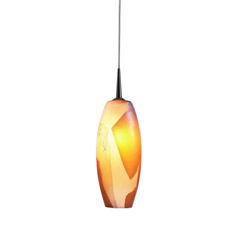 Bruck Lighting MLED/30K/MC/P/121 Ciro 1 - Pendant - LED - 4" Kiss Canopy - Matte Chrome Finish - Gold Leaf Glass Shade