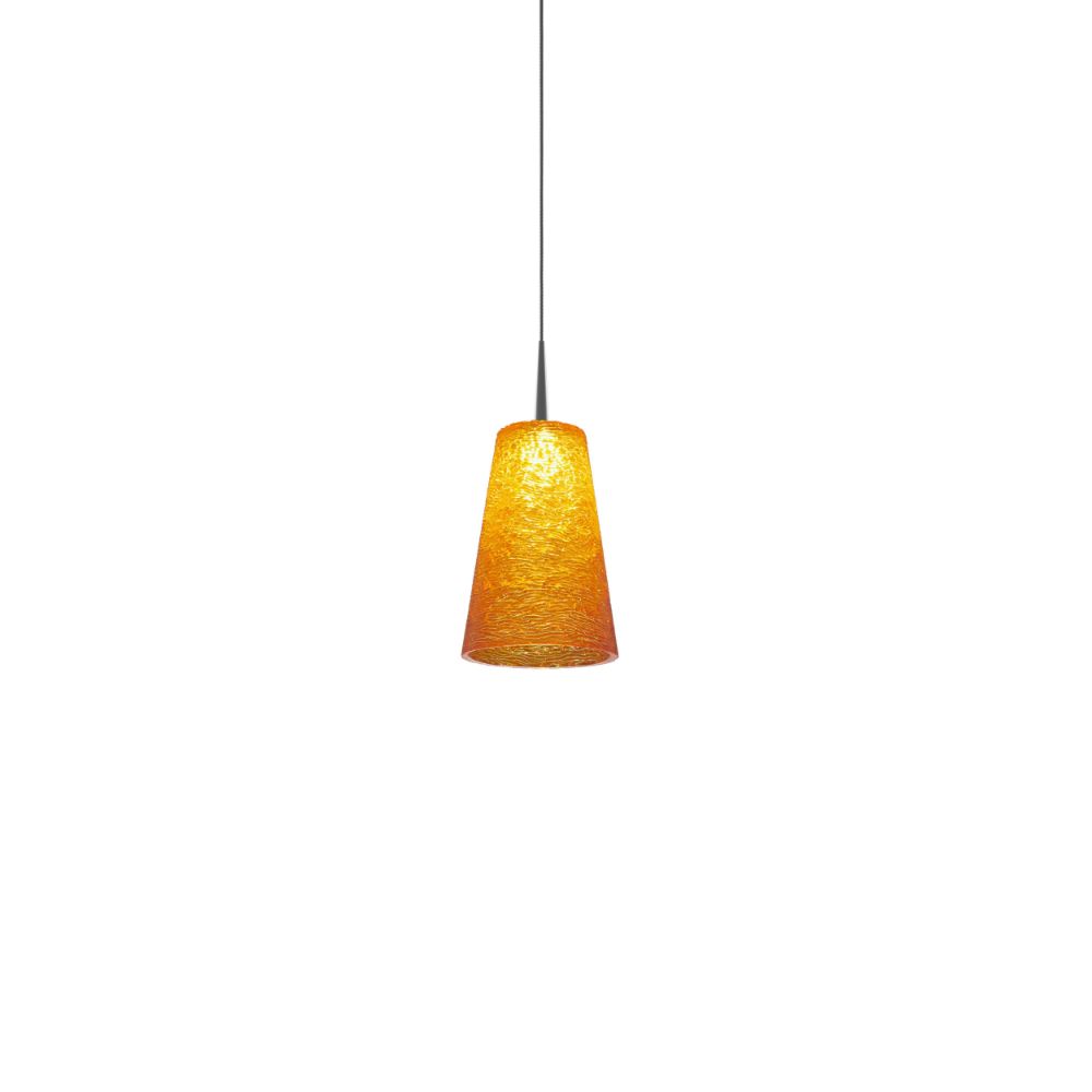Bruck Lighting MLED/30K/MC/P/174 Bling 2 - Pendant - LED - 4" Kiss Canopy - Matte Chrome Finish - Amber Glass Shade