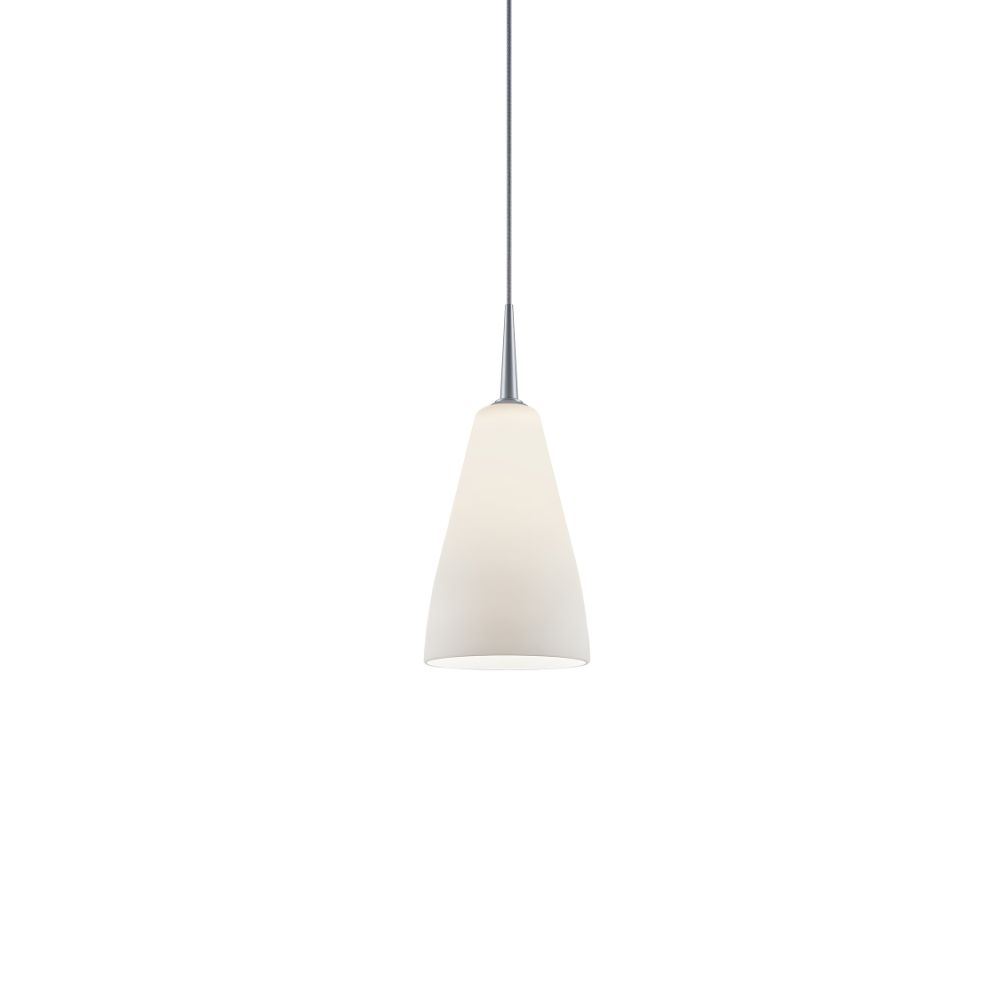 Bruck Lighting MLED/30K/MC/P/300 Zara - Pendant - LED - 4" Kiss Canopy - Matte Chrome Finish - White Glass Shade