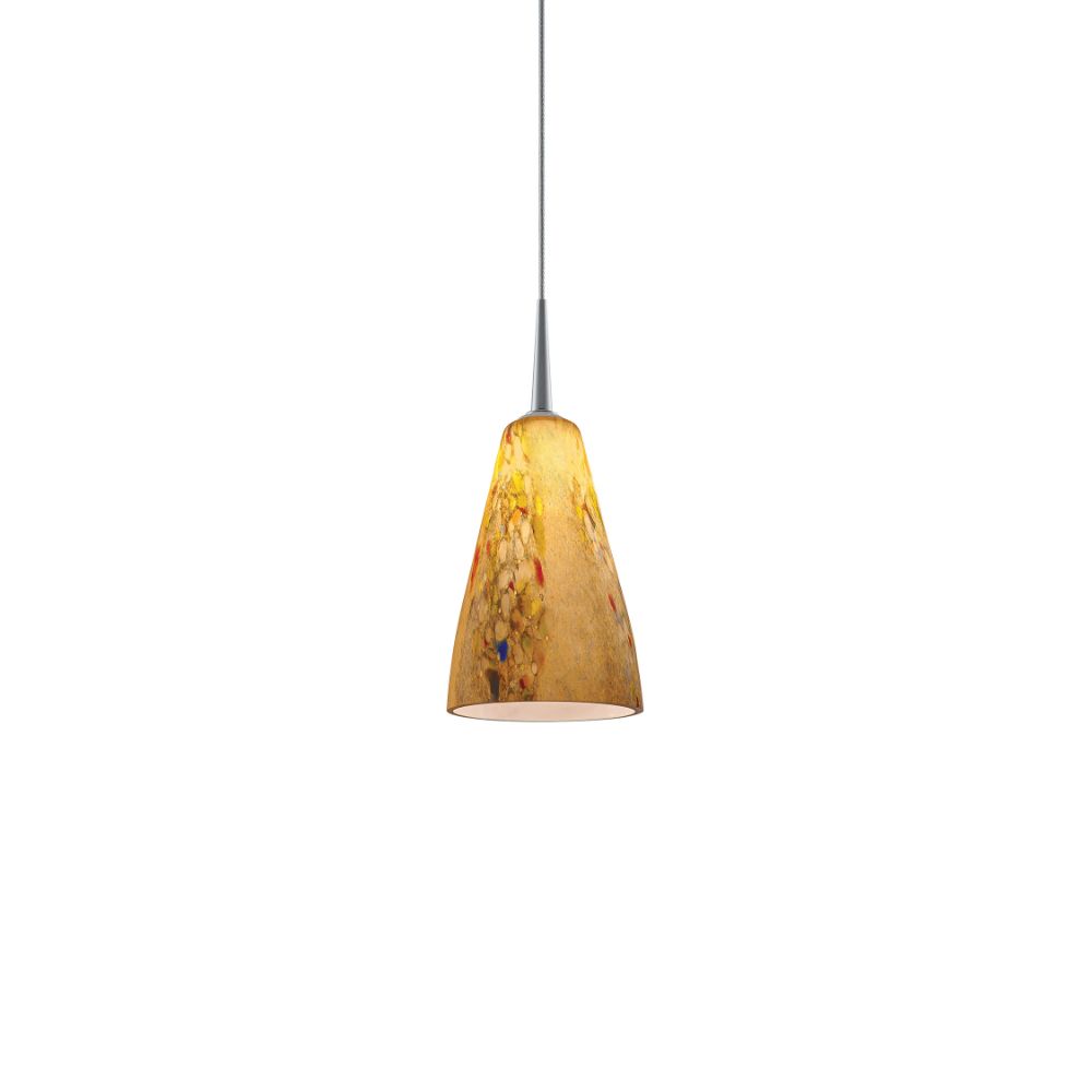 Bruck Lighting MLED/30K/MC/P/301 Zara - Pendant - LED - 4" Kiss Canopy - Matte Chrome Finish - Cinnamon Glass Shade