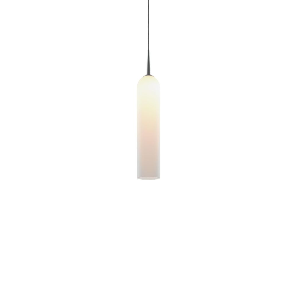 Bruck Lighting MLED/30K/MC/P/642 Candle - Pendant - LED - 4" Kiss Canopy - Matte Chrome Finish - Matte White Glass Shade