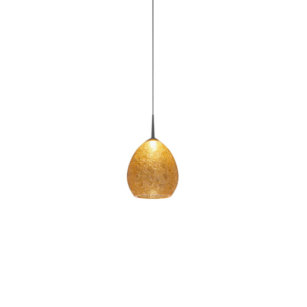Bruck Lighting MLED/30K/MC/P/887 Vibe - Pendant - LED - 4" Kiss Canopy - Matte Chrome Finish - Champagne Glass Shade
