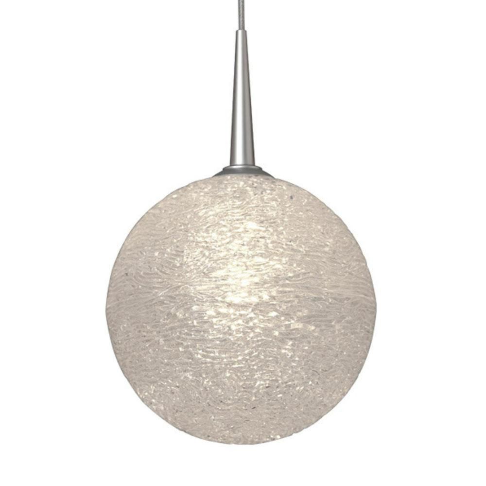 Bruck Lighting MLED/30K/MC/P/890 Dazzle 1 - Pendant - LED - 4" Kiss Canopy - Matte Chrome Finish - Clear Glass Shade