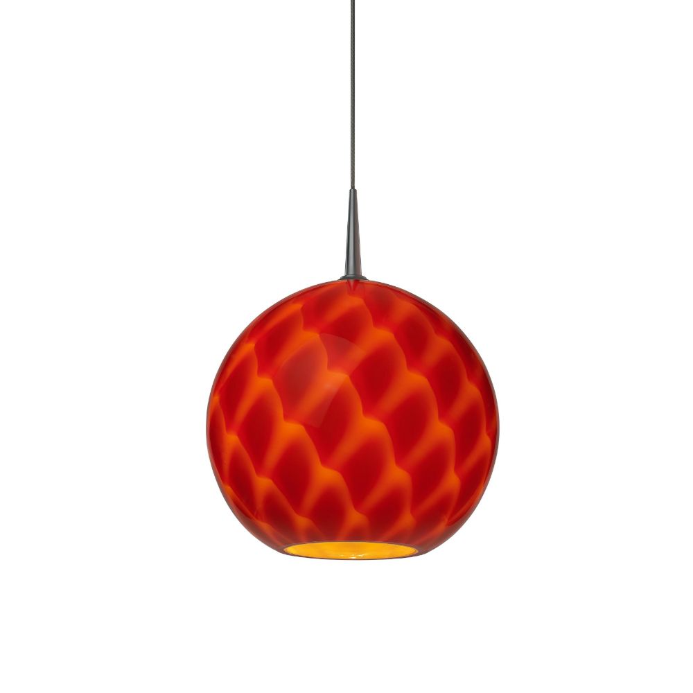 Bruck Lighting MLED/30K/MC/P/922 Sirena - Pendant - LED - 4" Kiss Canopy - Matte Chrome Finish - Red Glass Shade