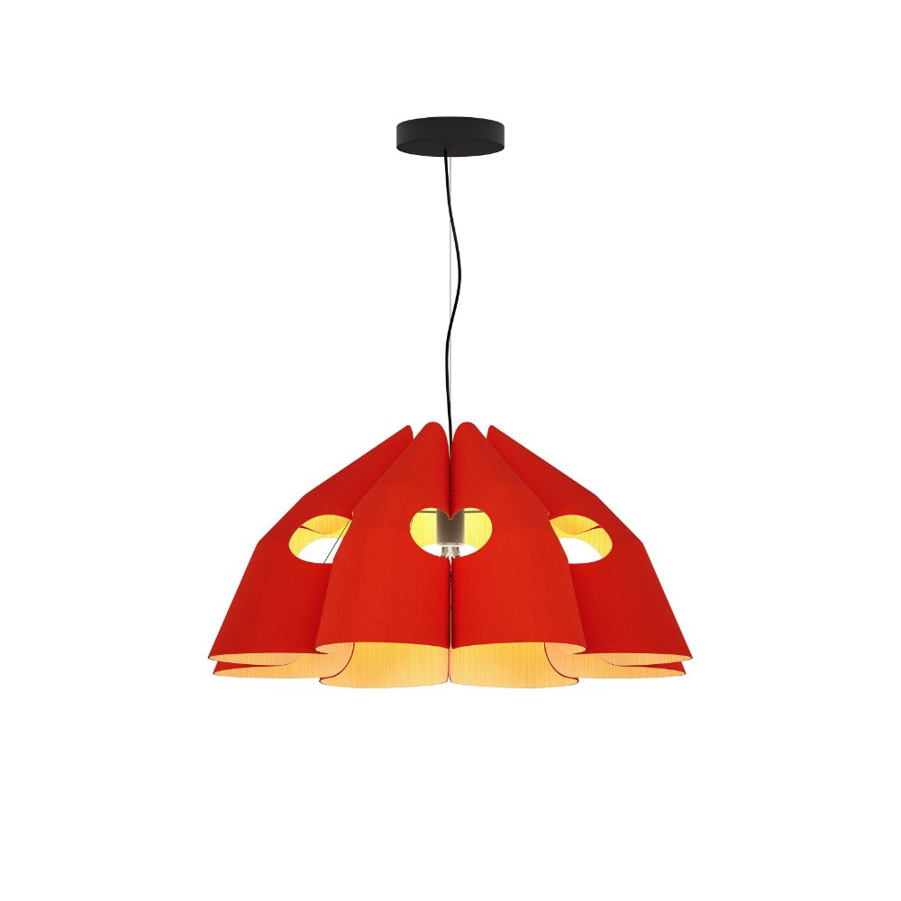 Bruck Lighting WEPVIC/75/LE26/PBK/RED/ASH Victoria Pendant - Red Outer / Ash Inner Shade