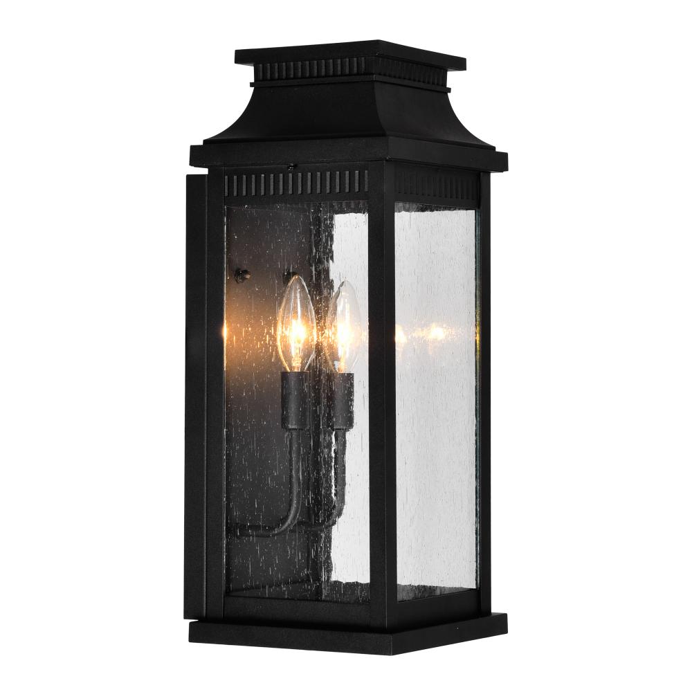 CWI Lighting 0418W7L-2 Milford 2 Light Outdoor Black Wall Lantern in Black