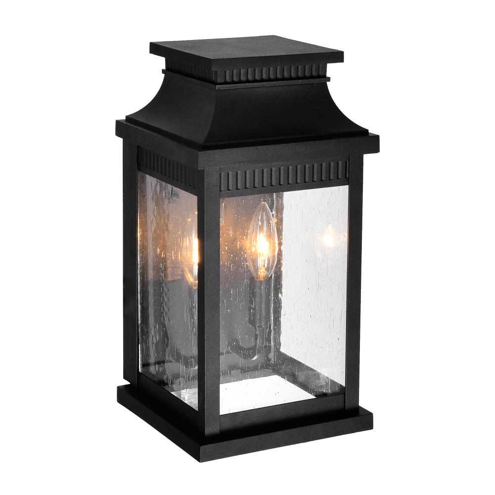 CWI Lighting 0418W7S-2 Milford 2 Light Outdoor Black Wall Lantern in Black