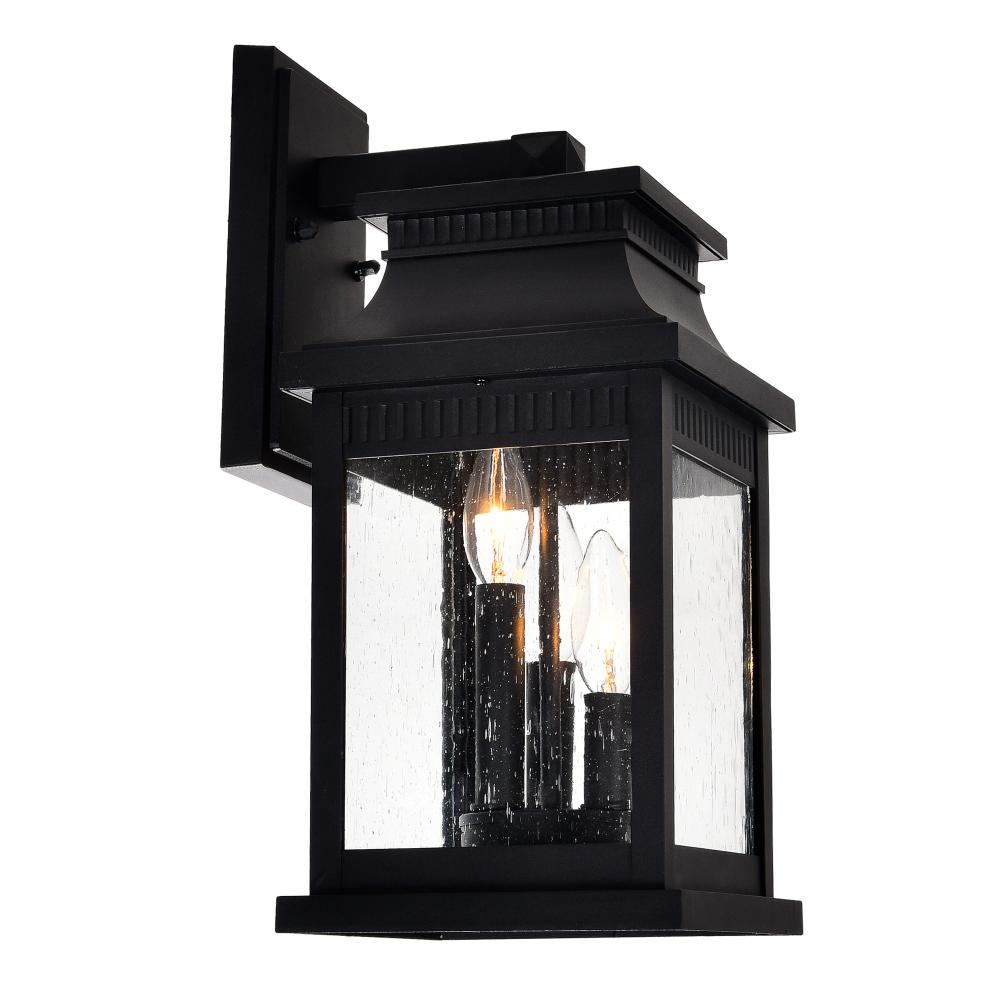 CWI Lighting 0418W7S-3 Milford 3 Light Outdoor Black Wall Lantern in Black