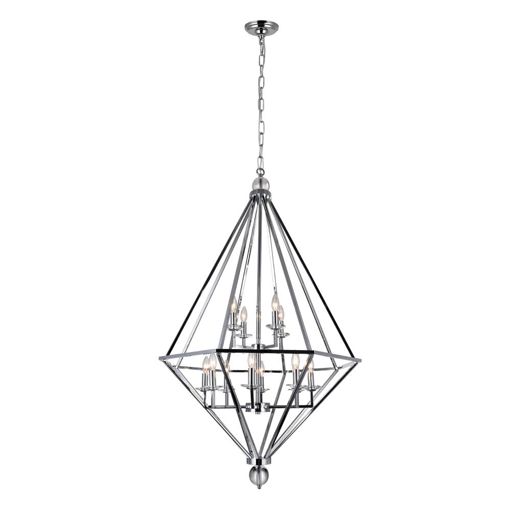 CWI Lighting 1027P32-12-601 Calista 12 Light Chandelier with Chrome Finish