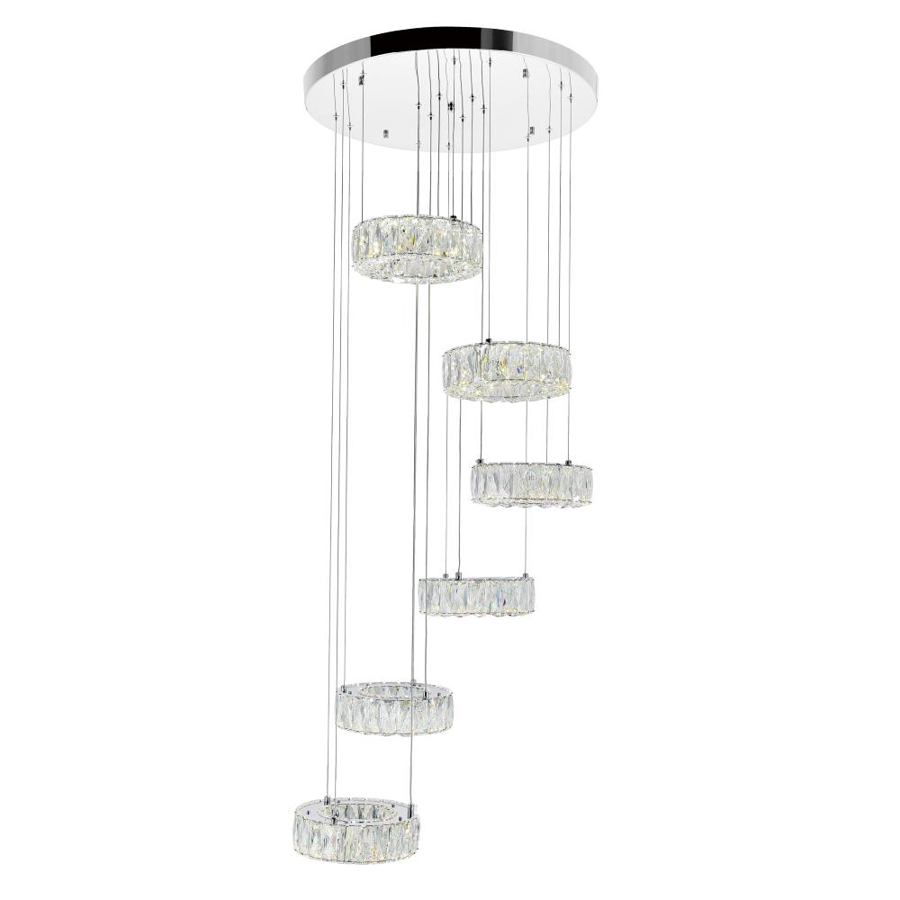 CWI Lighting 1044P24-601-R-6C Madeline LED Chandelier with Chrome Finish
