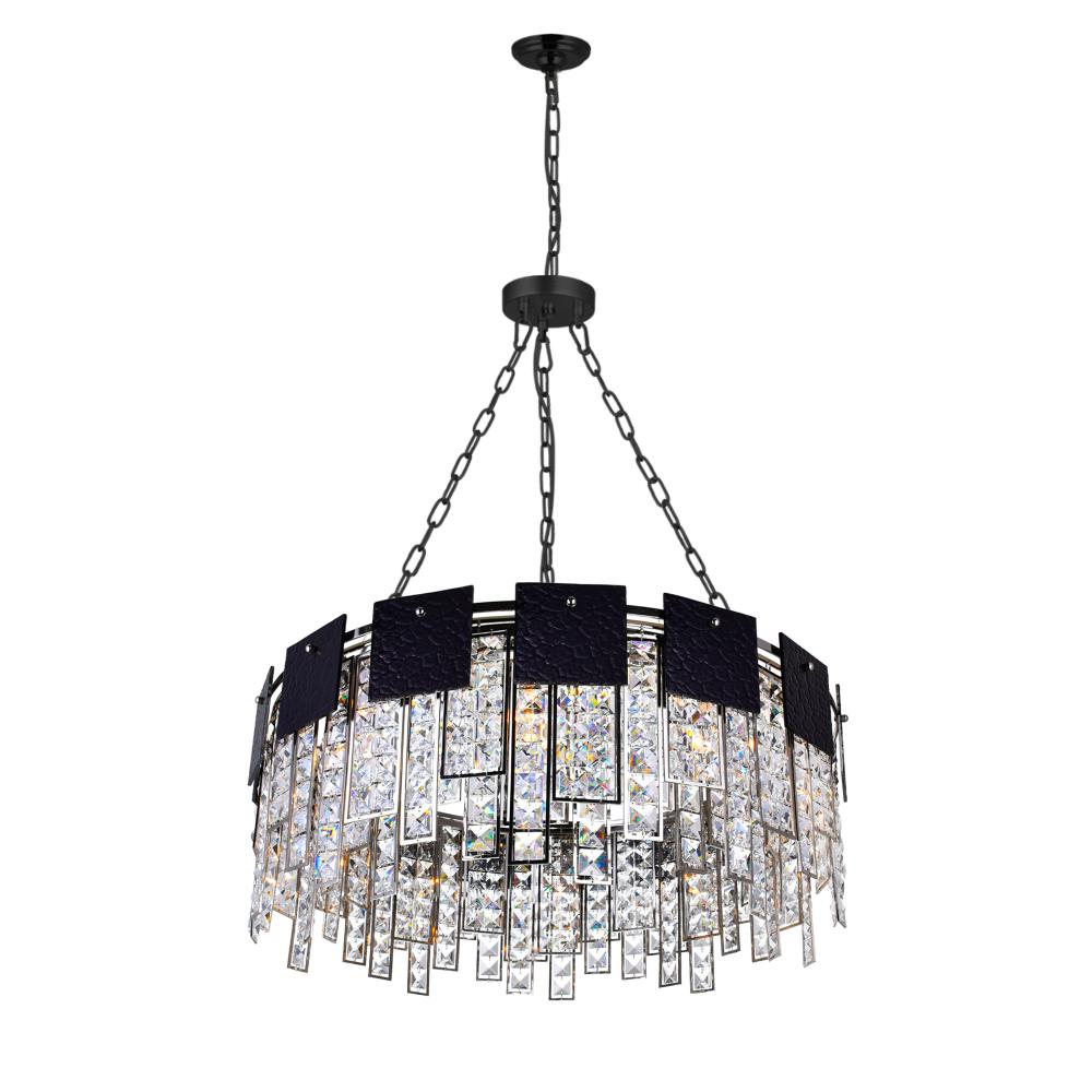 CWI Lighting 1099P32-10-613 Glacier 10 Light Down Chandelier with Polished Nickel Finish