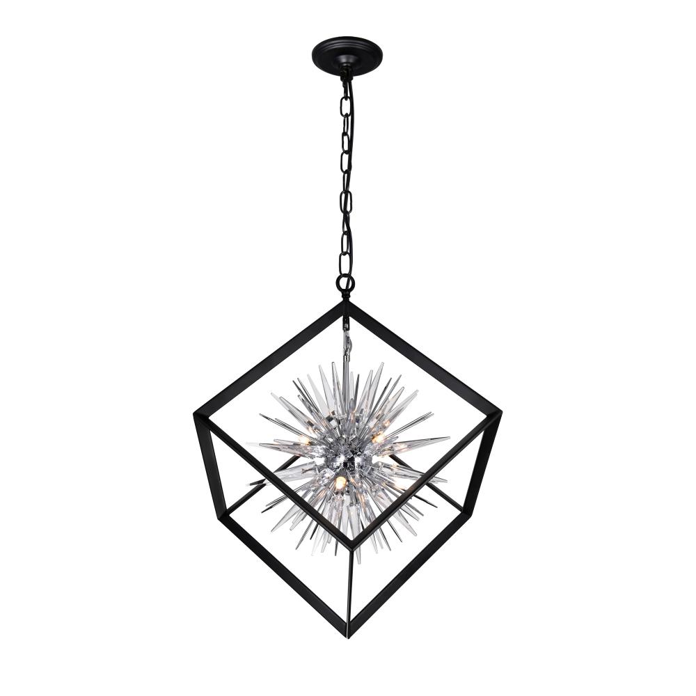 CWI Lighting 1178P22-6-601 6 Light Down  Chandelier with Chrome & Black Finish