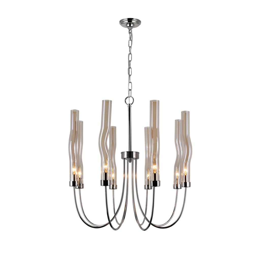 CWI Lighting 1203P21-8-613 8 Light Up Chandelier with Polished Nickel Finish