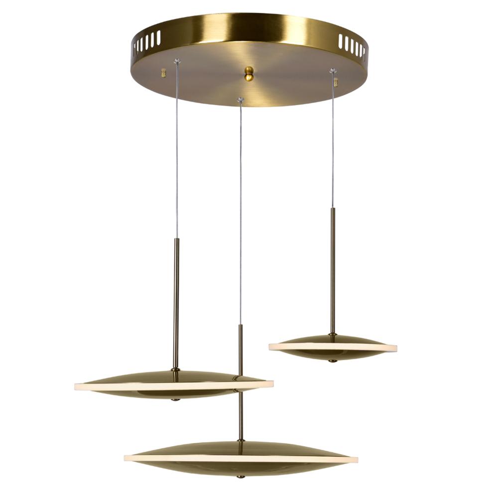CWI Lighting 1204P22-3-625-A LED Pendant with Brass Finish