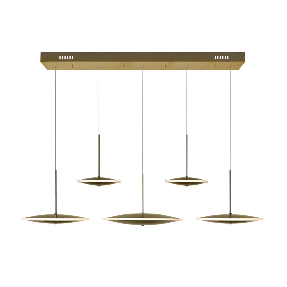 CWI Lighting 1204P43-5-625-A LED Island/Pool Table Chandelier with Brass Finish