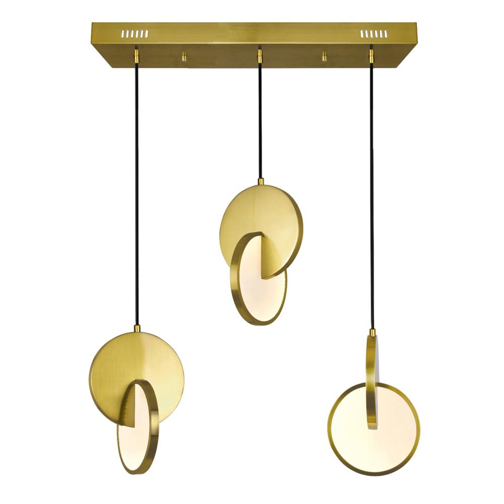 CWI Lighting 1206P24-3-629 LED Island/Pool Table Chandelier with Brushed Brass Finish