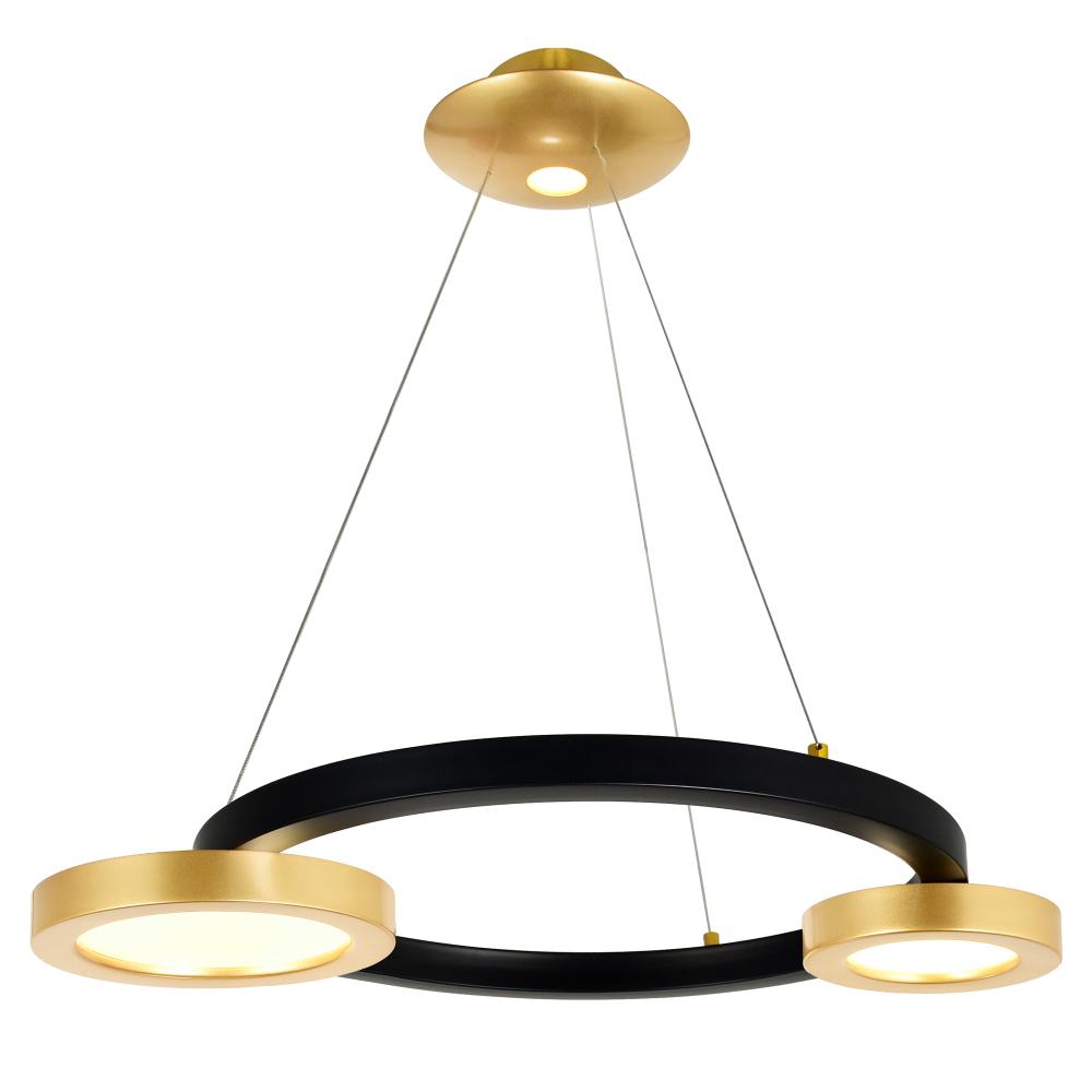 CWI Lighting 1215P20-2-625 LED Down Chandelier with Brass & Pearl Black Finish