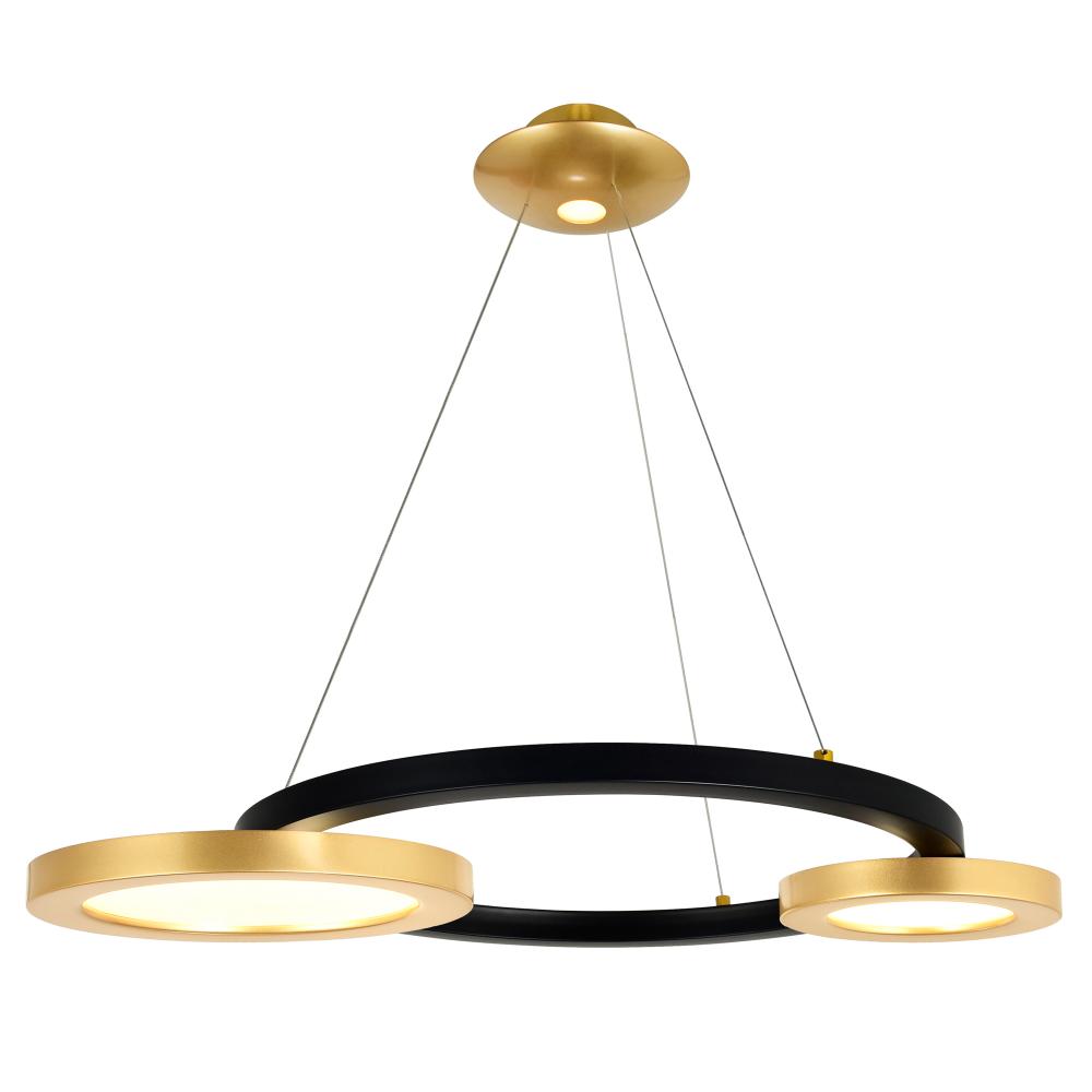 CWI Lighting 1215P29-2-625 LED Down Chandelier with Brass & Pearl Black Finish