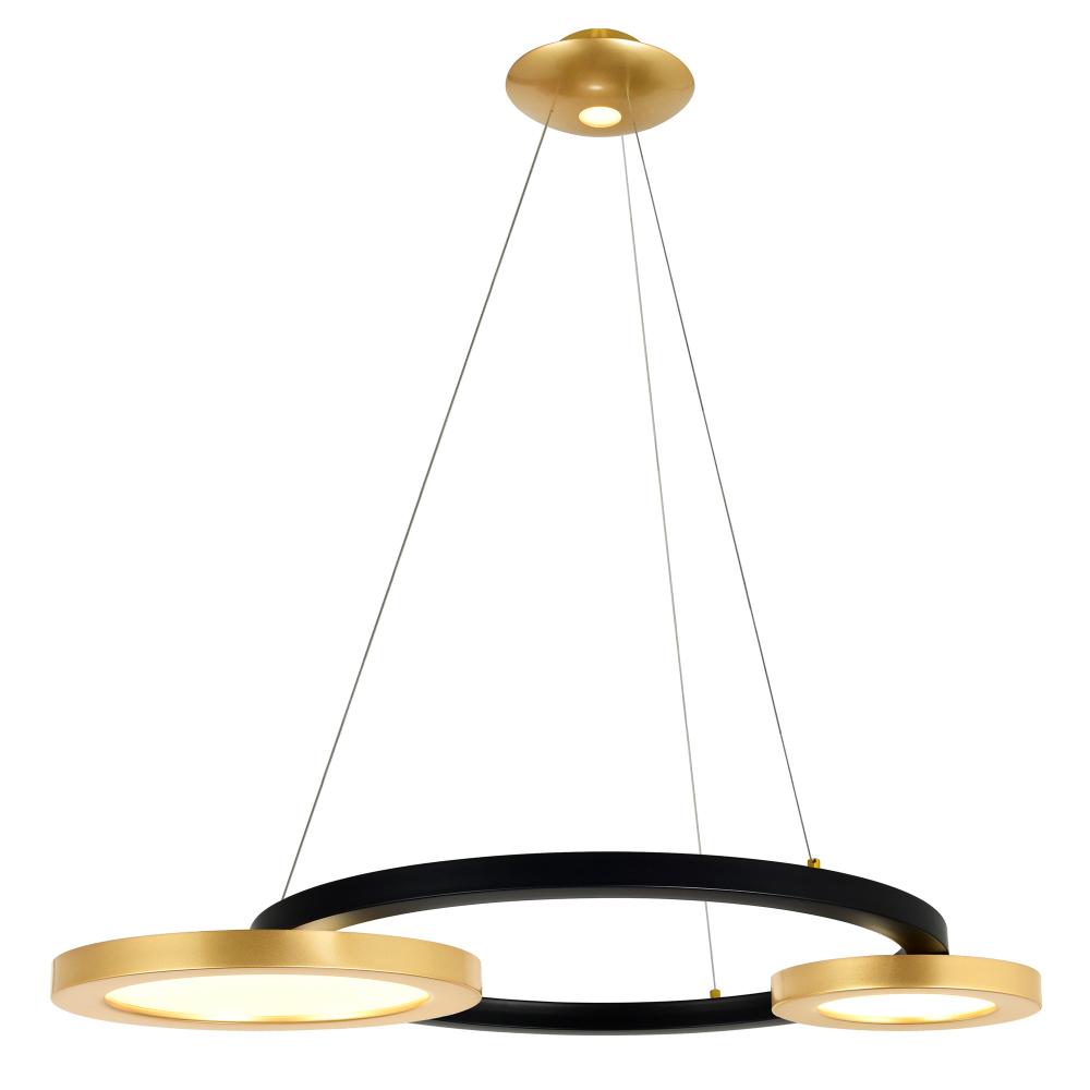 CWI Lighting 1215P37-2-625 LED Down Chandelier with Brass & Pearl Black Finish