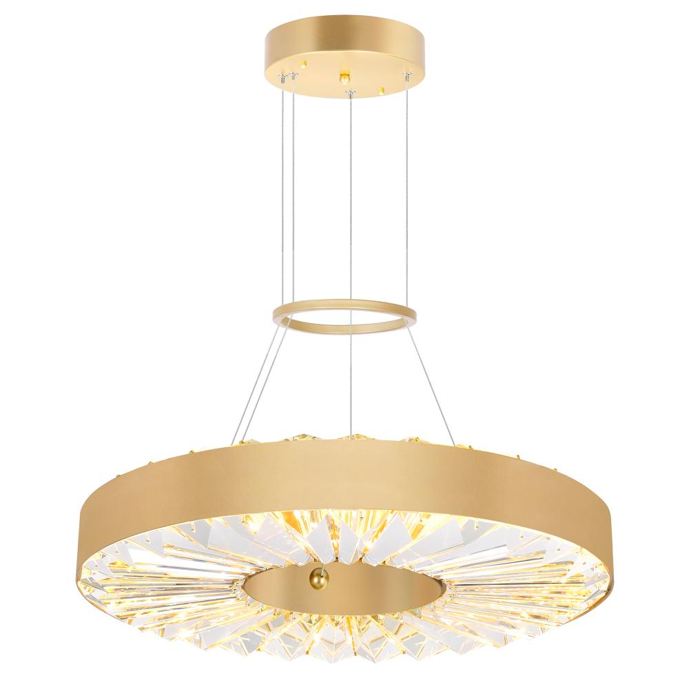 CWI Lighting 1219P16-1-625 LED Down Chandelier with Brass Finish