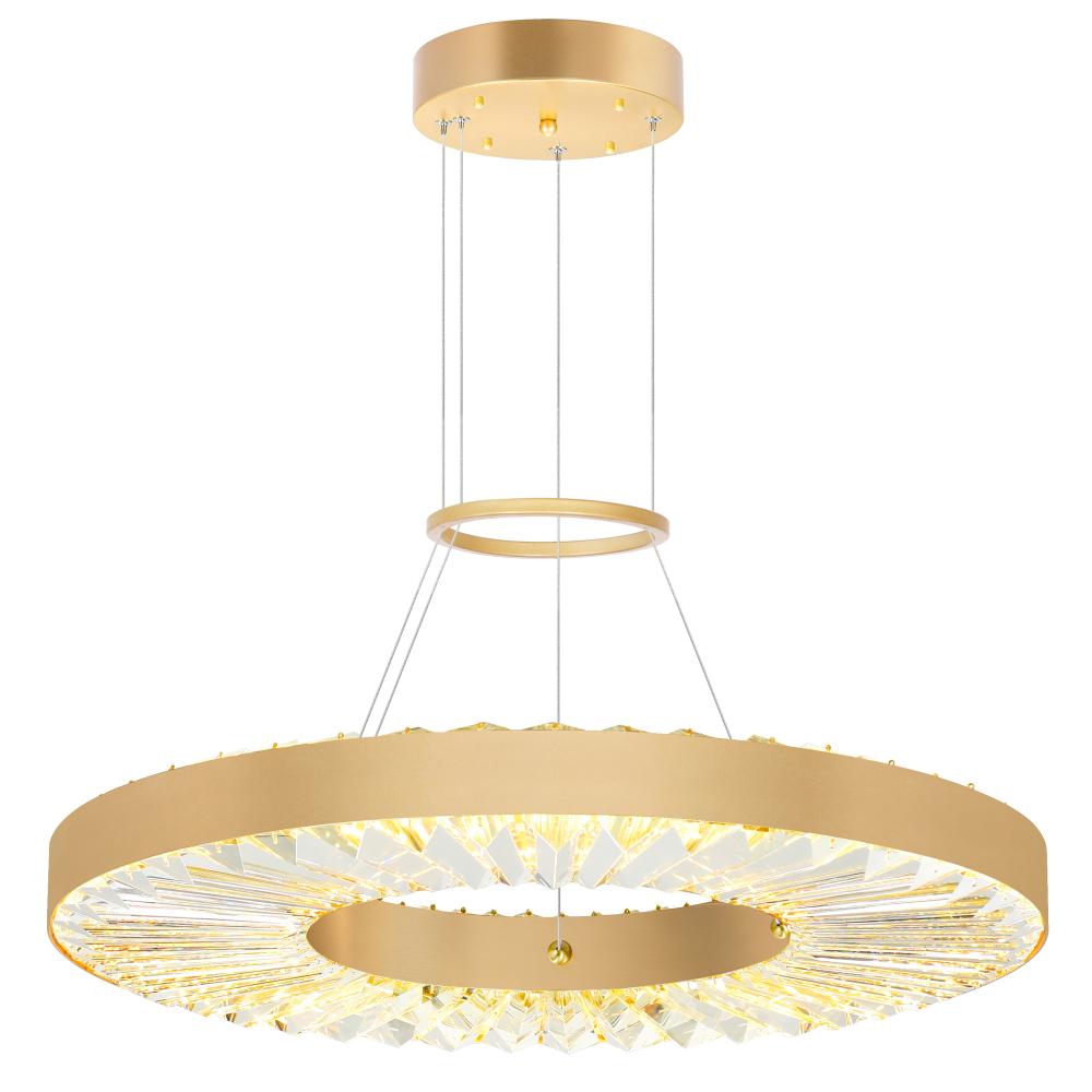 CWI Lighting 1219P24-1-625 LED Down Chandelier with Brass Finish