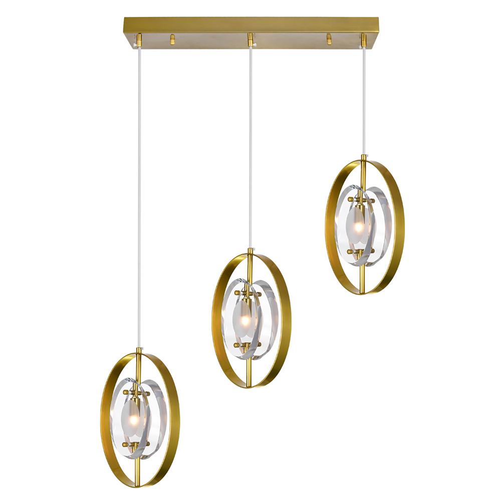 CWI Lighting 1224P22-3-625 3 Light Island/Pool Table Chandelier with Brass Finish