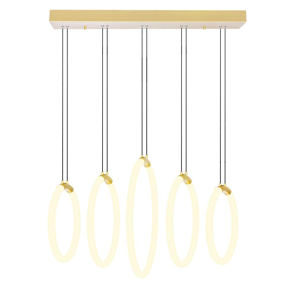 CWI Lighting 1273P23-5-602-RC 5 Light LED Chandelier with Satin Gold finish