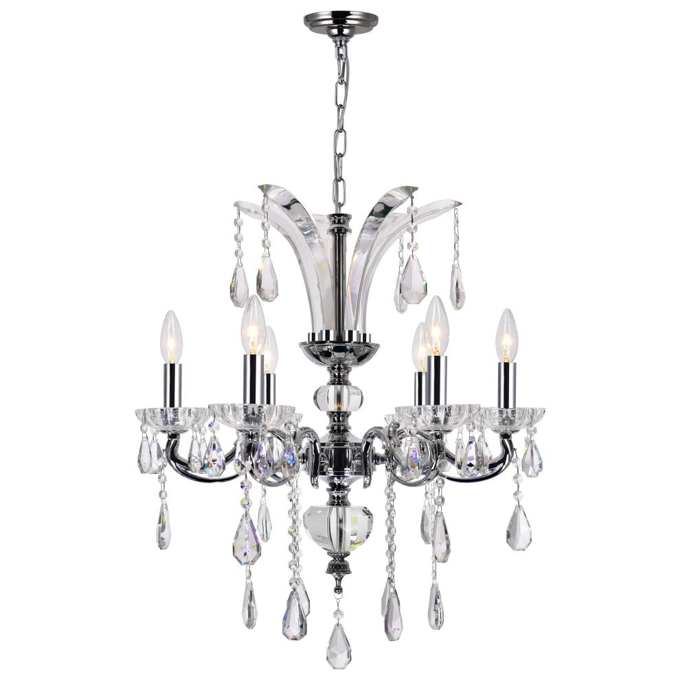 CWI Lighting 2024P24C-6 Glorious 6 Light Up Chandelier with Chrome finish