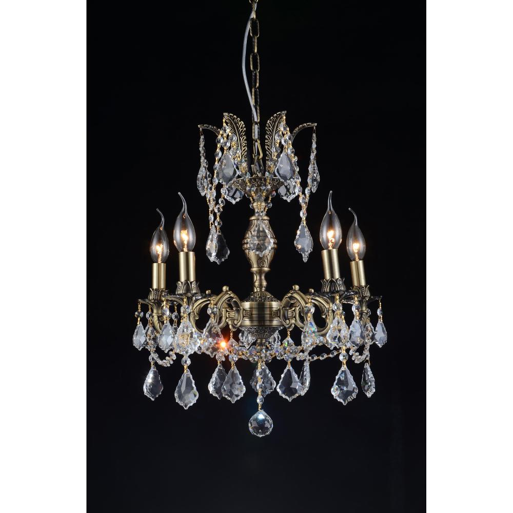 CWI Lighting 2039P18AB-5 Brass 5 Light Up Chandelier with Antique Brass finish