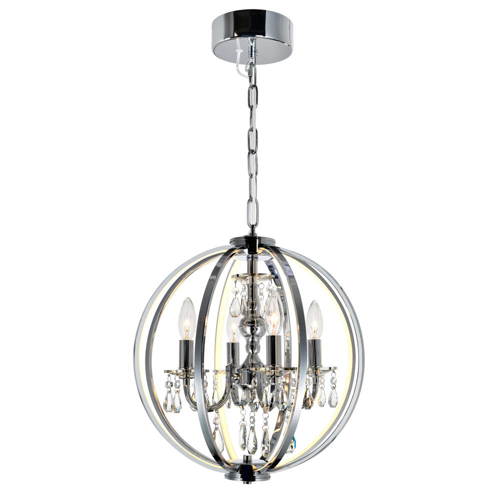 CWI Lighting 5025P16C-4 Abia 4 Light Up Chandelier with Chrome finish