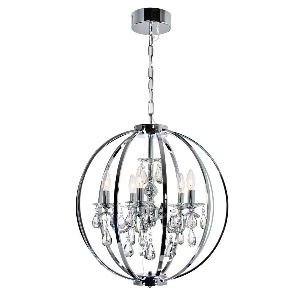 CWI Lighting 5025P22C-5 Abia 5 Light Up Chandelier with Chrome finish