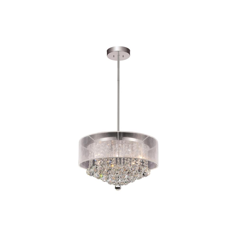 CWI Lighting 5062P20C (Clear + W) Radiant 9 Light Drum Shade Chandelier with Chrome finish