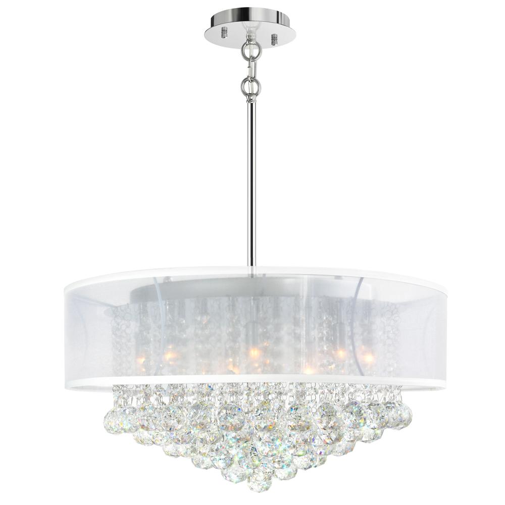 CWI Lighting 5062P24C (Clear + W) Radiant 12 Light Drum Shade Chandelier with Chrome finish