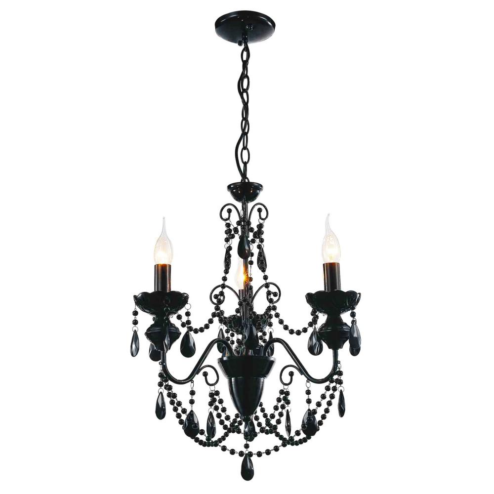 CWI Lighting 5095P16B-3 Keen 3 Light Up Chandelier with Black finish