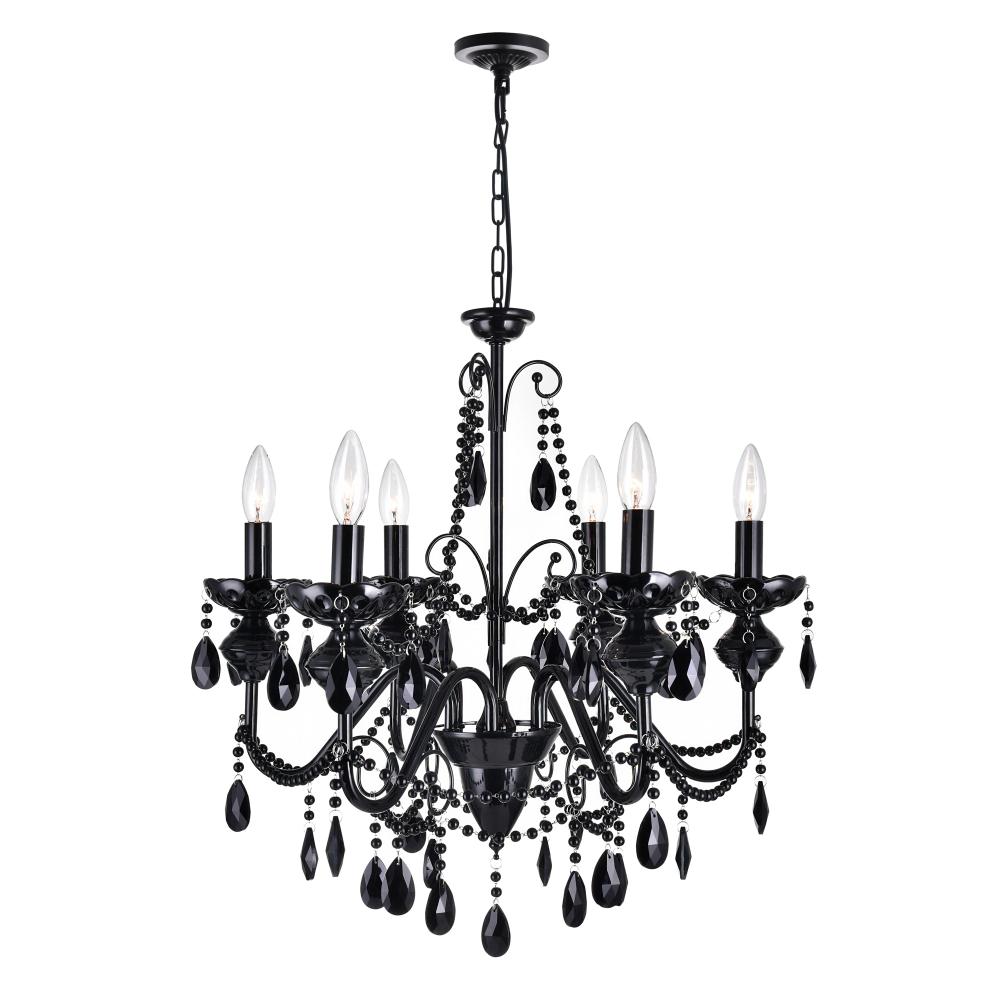 CWI Lighting 5095P22B-6 Keen 6 Light Up Chandelier with Black finish