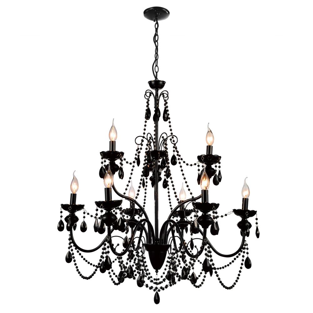 CWI Lighting 5095P32B-9 Keen 9 Light Up Chandelier with Black finish