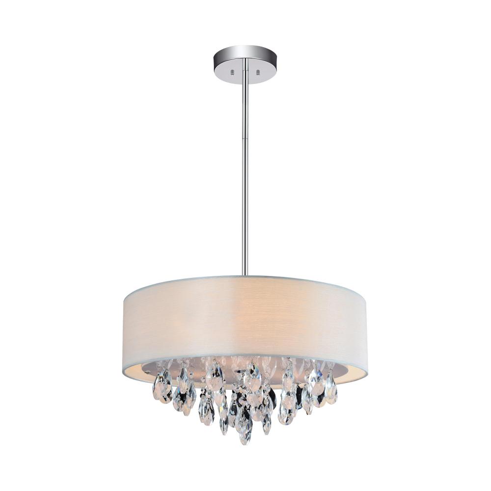 CWI Lighting 5443P14C (Off White) Dash 3 Light Drum Shade Chandelier with Chrome finish