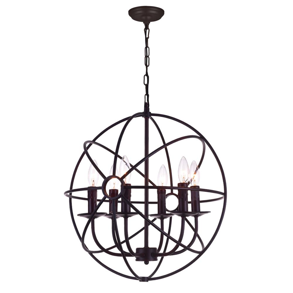 CWI Lighting 5464P18DB Arza 6 Light Up Chandelier with Brown finish