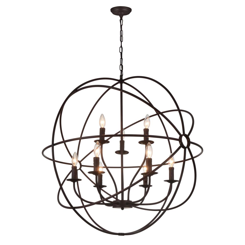 CWI Lighting 5464P32DB-9 Arza 9 Light Up Chandelier with Brown finish