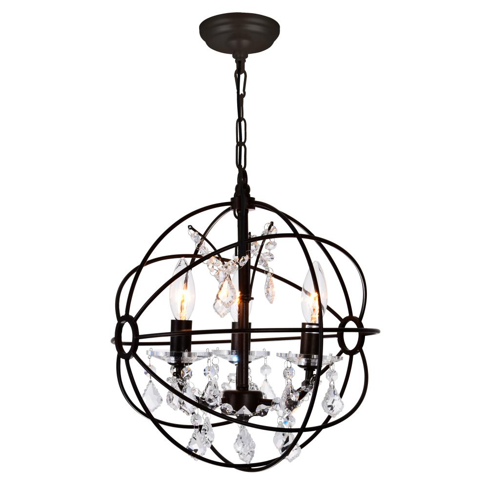 CWI Lighting 5465P13-DB-3 Campechia 3 Light Up Mini Chandelier with Brown finish