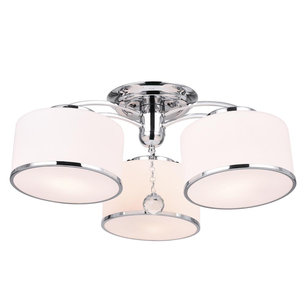 CWI Lighting 5479C24C-3 Frosted 3 Light Drum Shade Flush Mount with Chrome finish