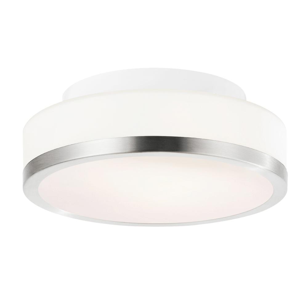 CWI Lighting 5479C8SN-R Frosted 1 Light Drum Shade Flush Mount with Satin Nickel finish