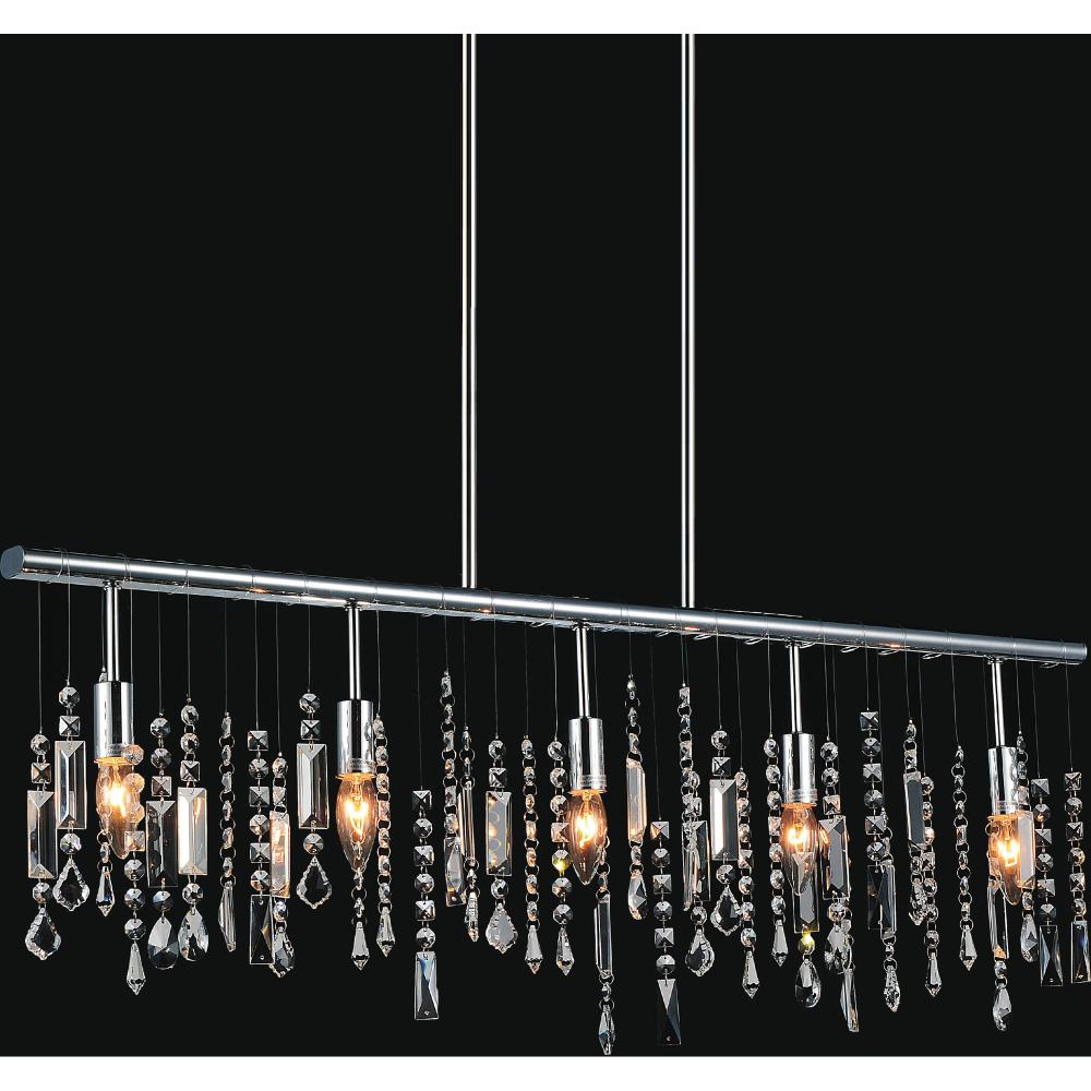 CWI Lighting 5549P38C Janine 5 Light Down Chandelier with Chrome finish