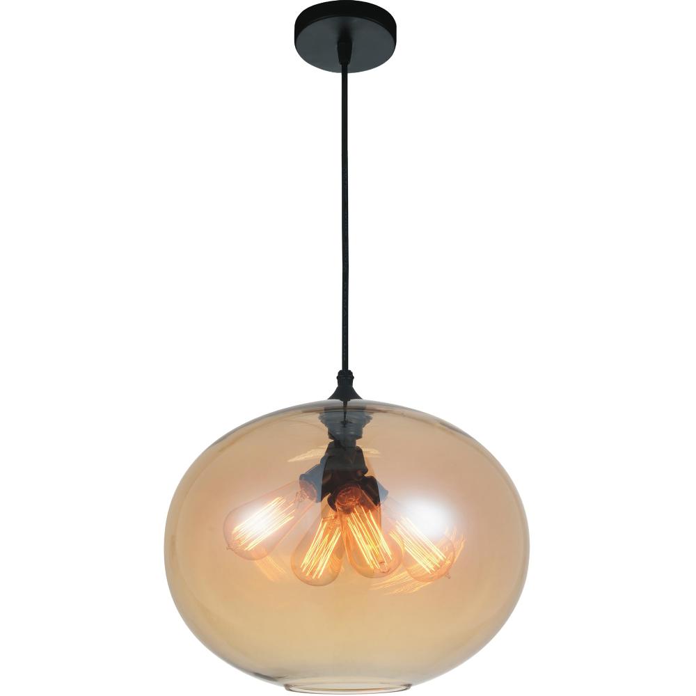 CWI Lighting 5553P16 -Amber Glass 4 Light Down Pendant with Transparent Amber finish