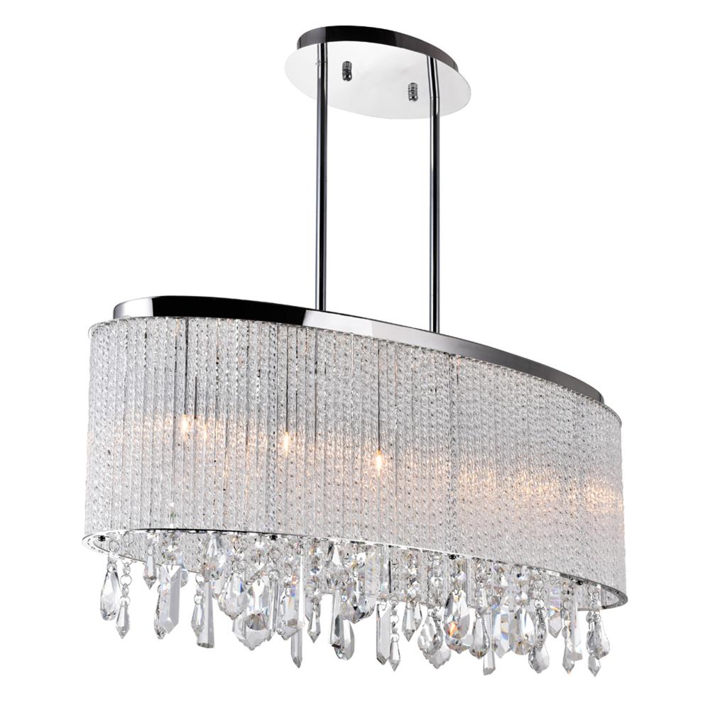 CWI Lighting 5562P26C-O Clear Benson 5 Light Drum Shade Chandelier with Chrome finish