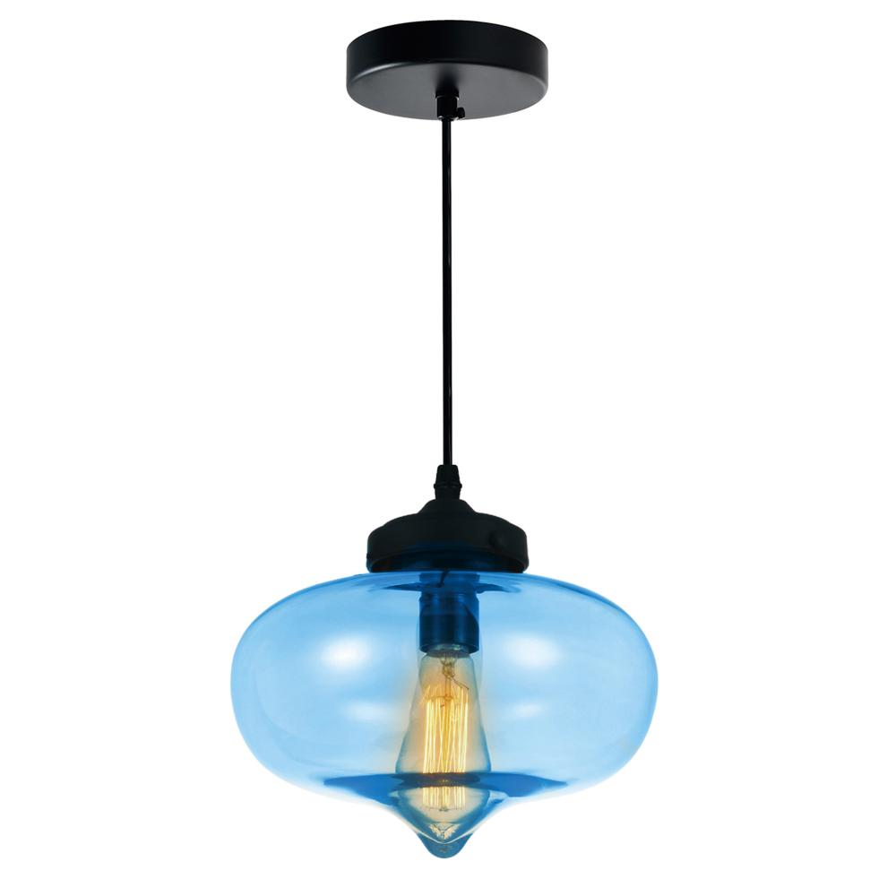 CWI Lighting 5570P11 - Blue Glass 1 Light Down Mini Pendant with Transparent Blue finish